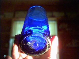 CRUDE ANTIQUE OPEN PONTIL COBALT BLUE LARGE TUMBLER  