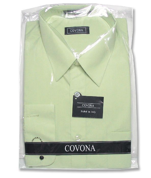 Mens Mint Green Dress Shirt Cnvrtbl Cuffs sz 18 36/37  