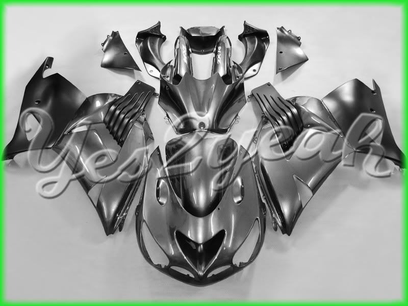 For Kawasaki ZX 14 ZZR1400 06 07 Grey Black Fairing 17W49  