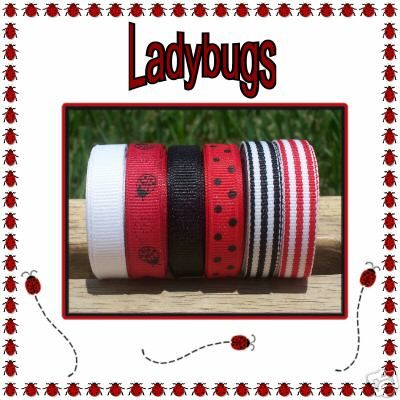 30 yds Loopy Bows Ladybug Theme Grosgrain Ribbon Lot  