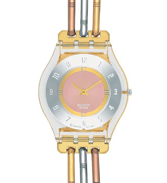 NIB Swatch Ladies Tri Gold Large Skin Watch SFK240A  