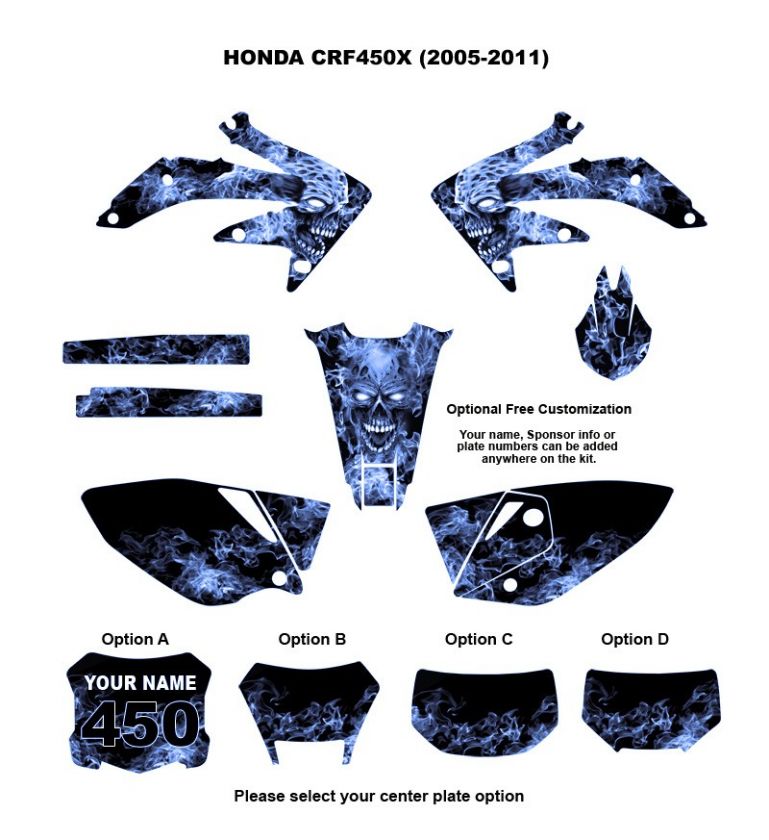 Honda CRF450X 2005 11 MX Bike Decal Kit Zombie Skull 9500B  