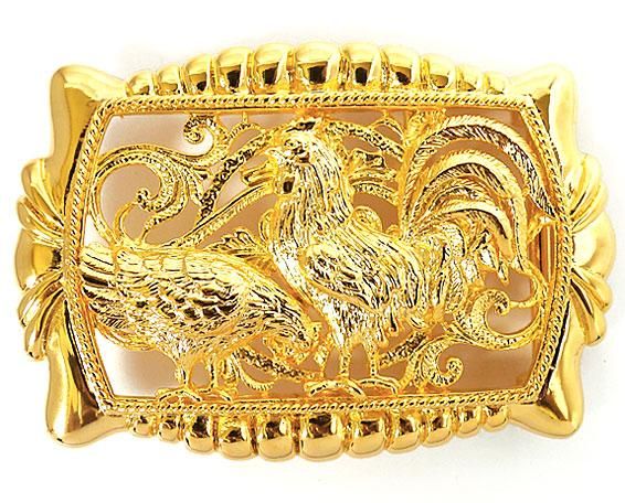 ROOSTER ASIAN CHINESE ZODIAC GOLD BIG BELT BUCKLE NEW  