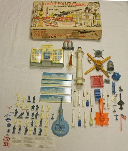 Old Atomic Marx toy Cape Canaveral Missile Base 1960s military set 