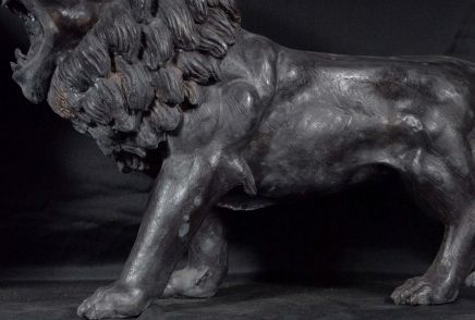 Pair Italian Bronze Lions Lion Statues Gatekeepers  