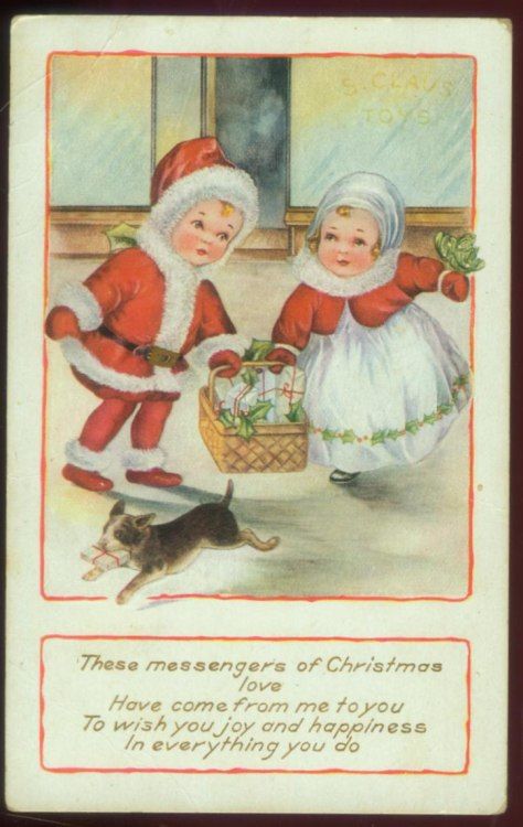 100810 ANTIQUE WHITNEY CHRISTMAS POSTCARD NIMBLE NICK PUPPY  