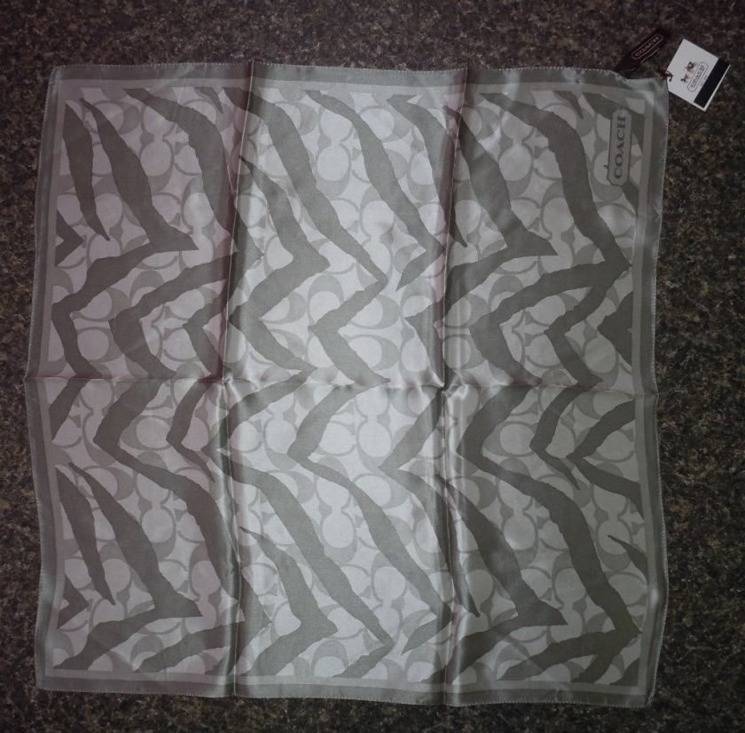 NWT Coach F97333 Gray Zebra Print Signature Scarf  