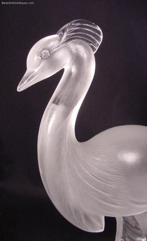 Rare Large Lalique Louisiane Peacock Crane Mint  