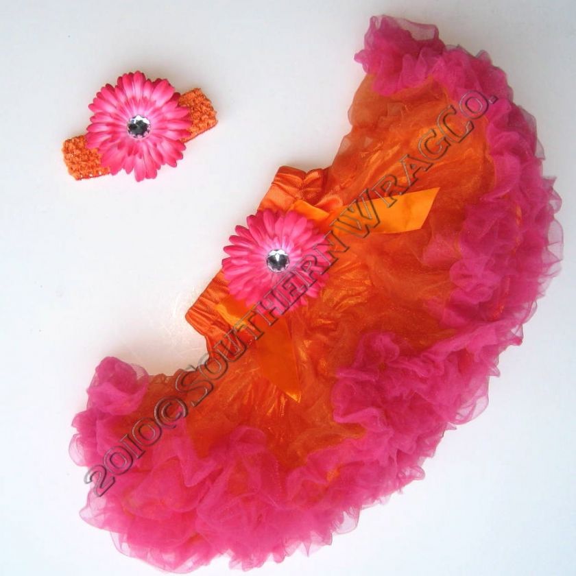 ORANGE HOT PINK PETTISKIRT SET 3M 10YR SAME DAY SHIP  