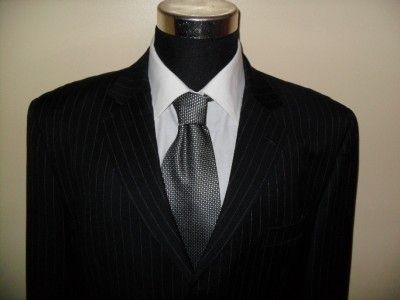 SUIT BY NEXT SUPER 110S PINSTRIPE BLACKS GOOD CON 46R 38WX31L GEN 