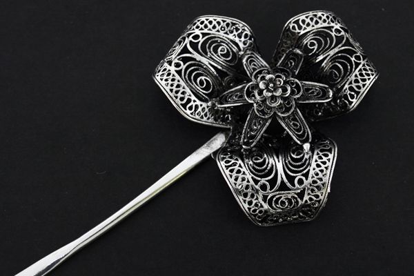 Boho Art Minorities Miao Silver Hairpin, Ethnic Jewelry  