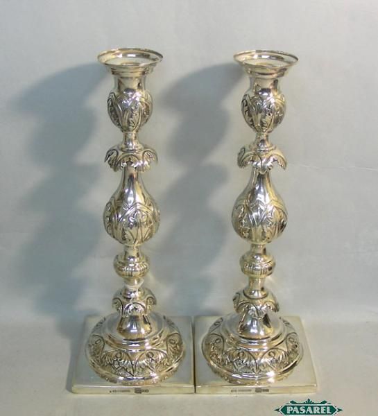 Authentic Silver Sabbath Petticoat Candlesticks Jankiel Kelmer Minsk 