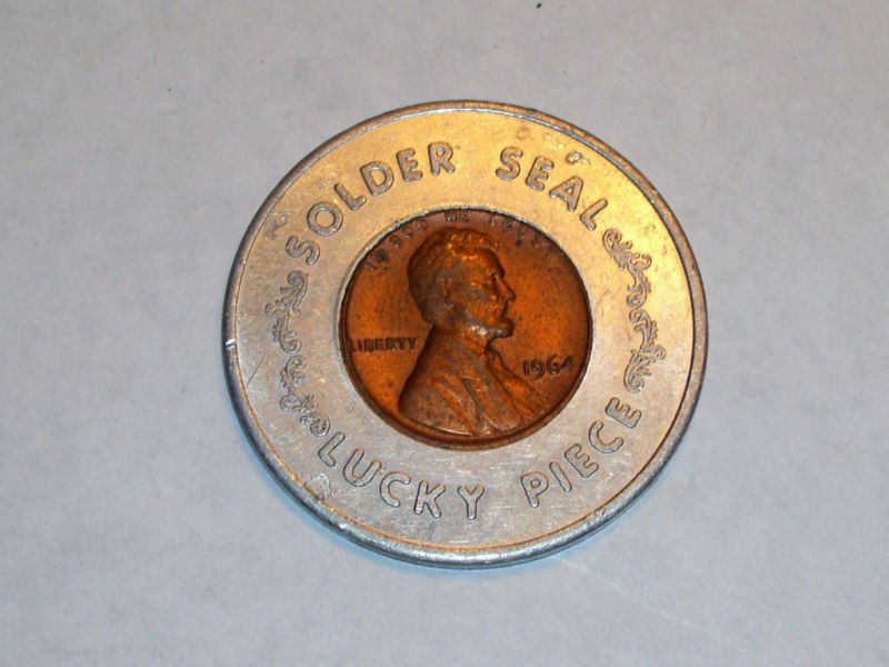 Vintage Good Luck Token 1964 Solder Seal Lucky Piece  