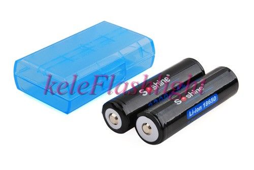 Soshine Li ion 2x 18650 Protected 2200mAh 3.7V Rachargeable Battery