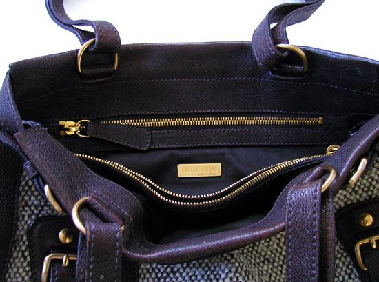 1,480 PRADA MIU MIU Tweed & Leather TOTE Shoulder BAG / HANDBAG * X 