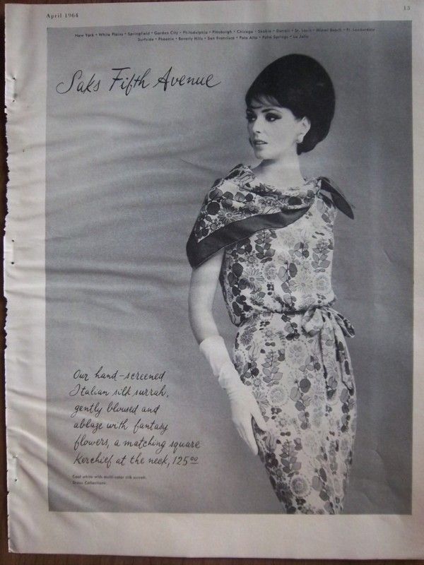 1964  Womens Fashion Vintage Floral Dress Ad  