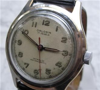 ISRAELI ARMY ORLOGIN MILITARY OFFICER WATCH 6 DAY WAR 1960`s  