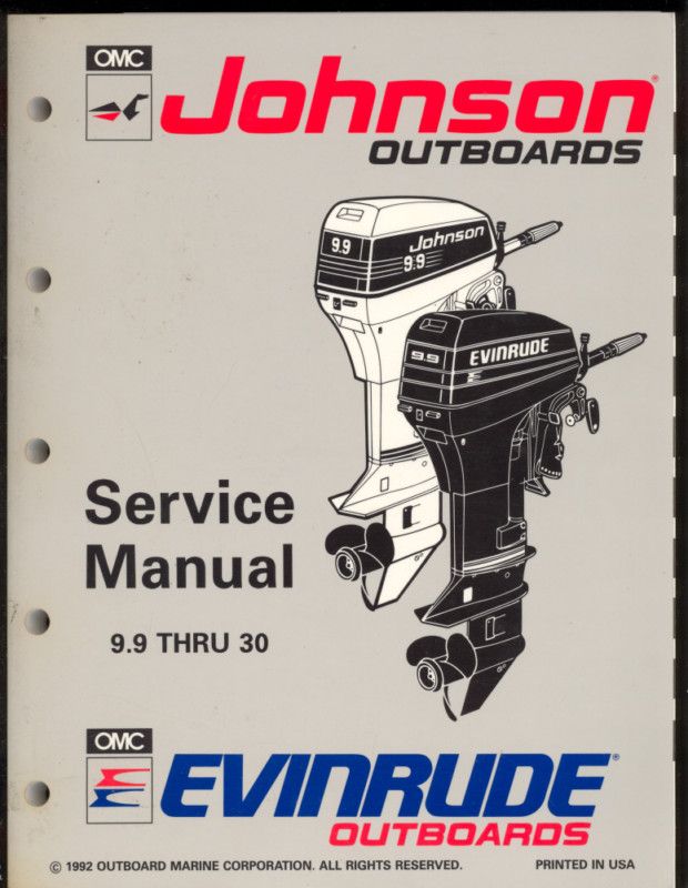 1993 OMC EVINRUDE JOHNSON SERVICE MANUAL 9.9 THRU 30  