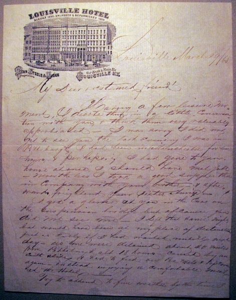 Illustrated Louisville Hotel Kentucky Letterhead 1865  