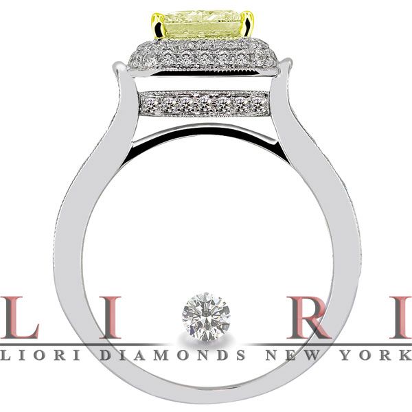 41 CARAT NATURAL FANCY YELLOW RADIANT CUT DIAMOND ENGAGEMENT RING 