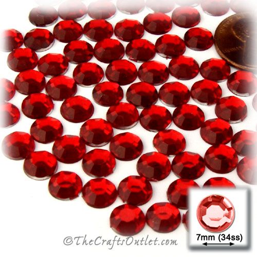 144pc Flatback Acrylic Rhinestones 7mm   34ss flatback Devil Red Wine 