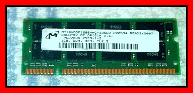 Memory Micron 1GB PC2700 333MHz DDR 200p CL2.5 333  