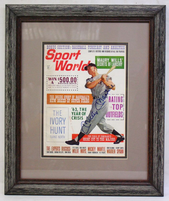 MICKEY MANTLE SIGNED YANKEES MAGAZINE PSA/DNA FRAMED  