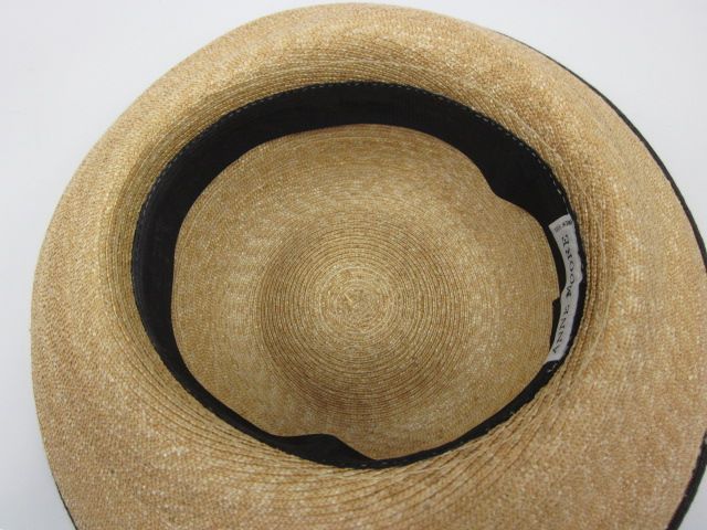 ANNE MOORE Tan Black Woven Straw Hat  