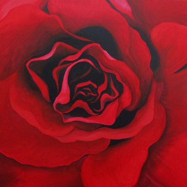 ORIGINAL Still Life Painting CES Red ROSE Valentines GIFT Flowers EBSQ 