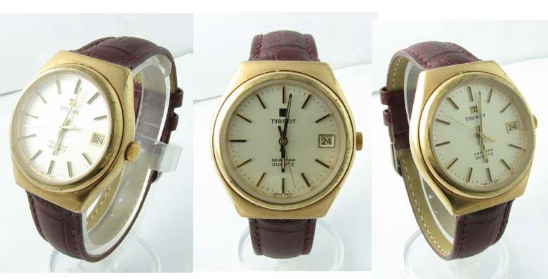 Rare 14k Gold Retro Tissot SeaStar Date Watch 1974  