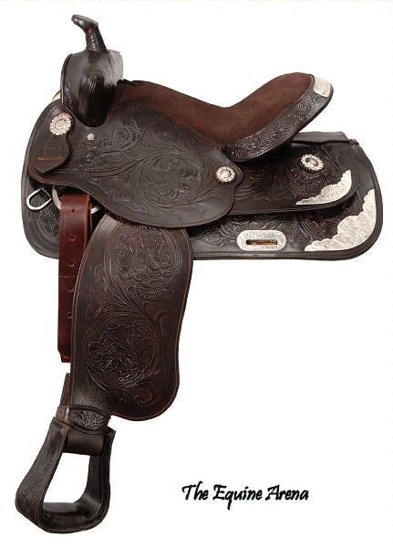 15 DARK OIL LEATHER & SILVER SHOW SADDLE  