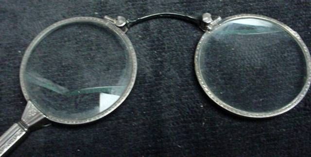 Antique Folding Sterling Sliver Lorgnette 1910s Art Deco Eyeglasses 