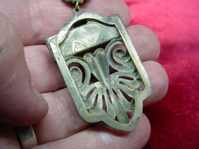 Antique ART DECO 1920s CINNABAR GLASS Silver Tone BOHEMIAN BEADED 