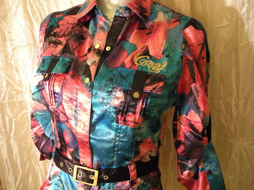 Coogi Cargo Pocket Belted LS Blouse M NWT $88.00  