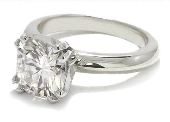 53 CT CUSHION MOISSANITE OCTET ENGAGEMENT RING 14KW  