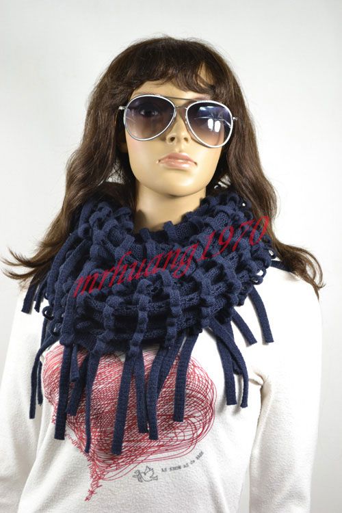 Chic Circle Knit Fluffy Loop Infinity Scarf with Fringe  