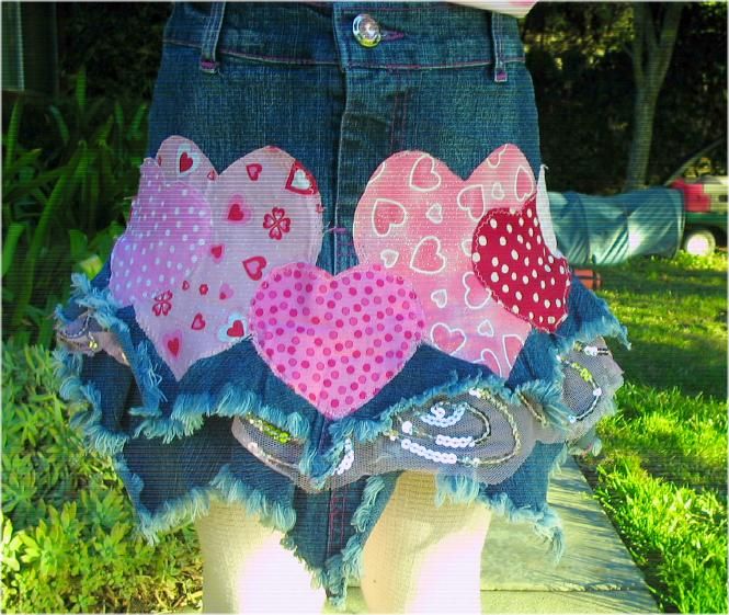 CUSTOM BOUTIQUE VALENTINES DENIM 3PC SKIRTJACKET SET 2T  