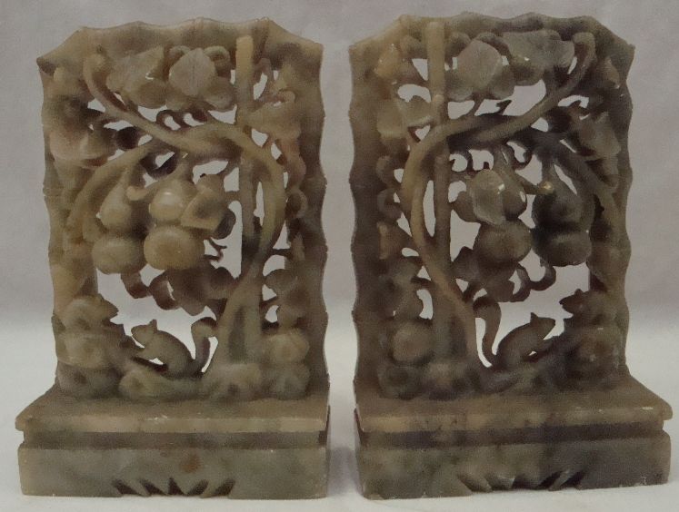 Hand Crafted Chinese Grape Bookends  