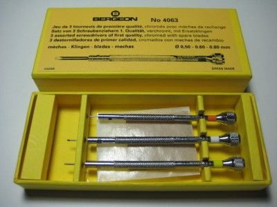 BERGEON 4063 WATCHMAKERS 3 PIECE SCREWDRIVER SET  