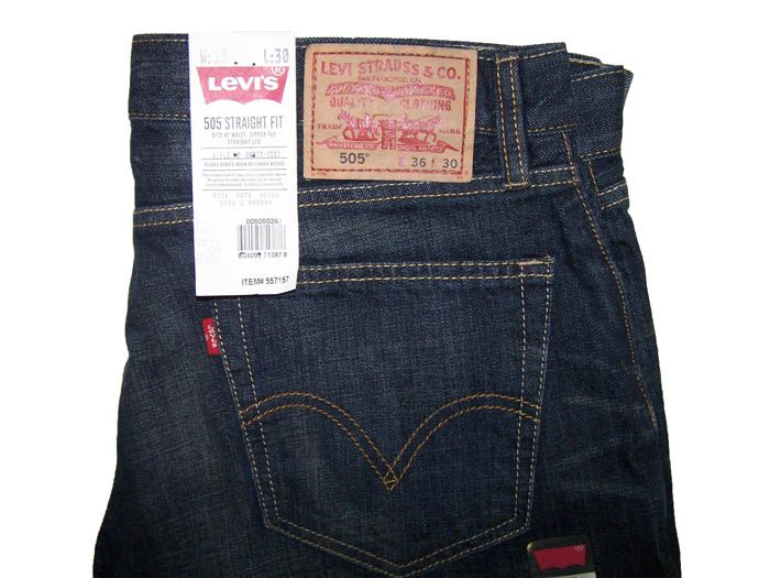 Levis 505 Mens Straight Fit Dark Wash Jeans   4102 NWT  