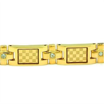   Blue Topaz with 24K Gold Foil Made in Titanium Bracelet RETAIL $465.00