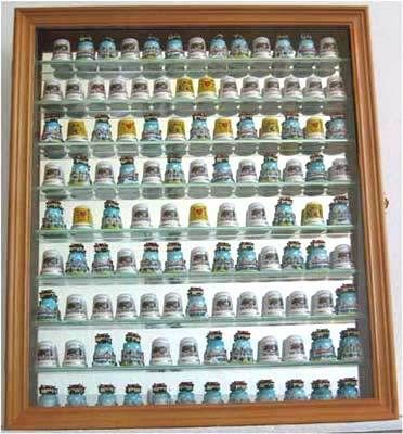 108 Thimble Display Case Shadow Box Cabinet, hardwood, with door  TC09 