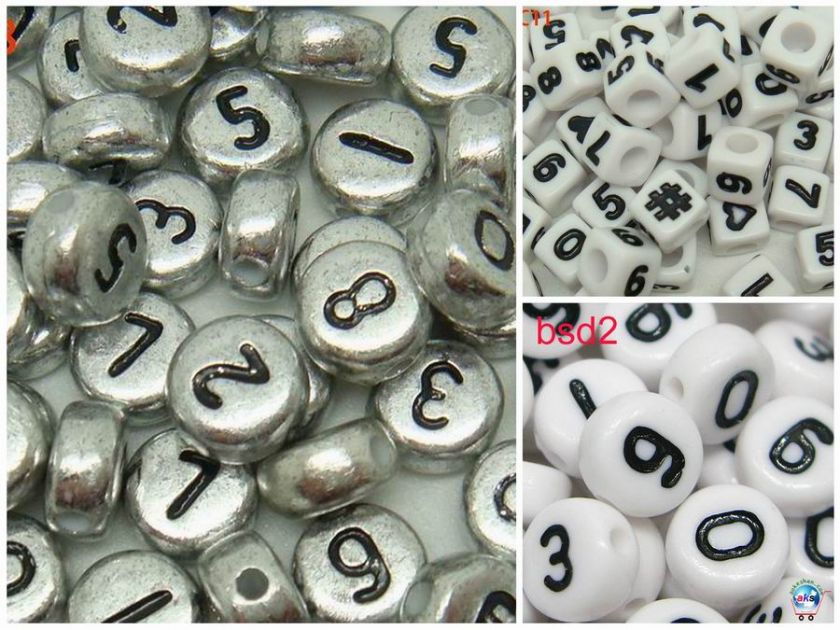 50g Coin / Cube Shape Assorted Various Acylic Number Loose Craft 