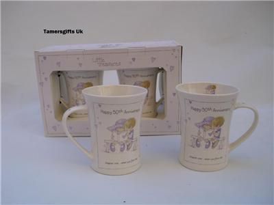 50th Golden Wedding Anniversary Mugs Gift Boxed  