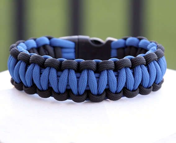 550 Paracord Survival Bracelet   Thin Blue Line Police  