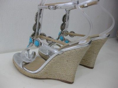   sandal description made in italy size 38 5 inch heel metallic silver