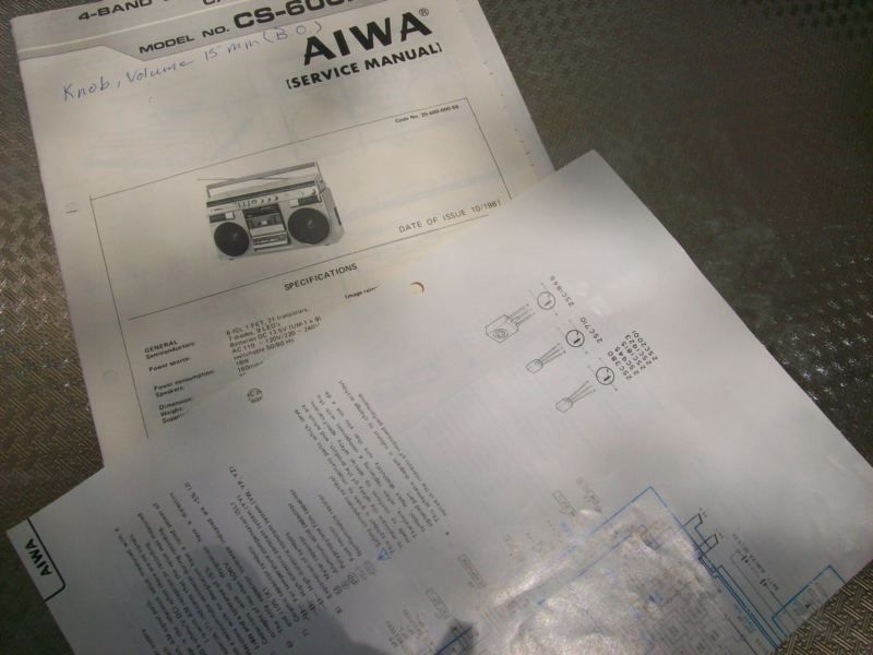 AIWA large boombox SERVICE MANUAL CS 600H,HG lot#112  