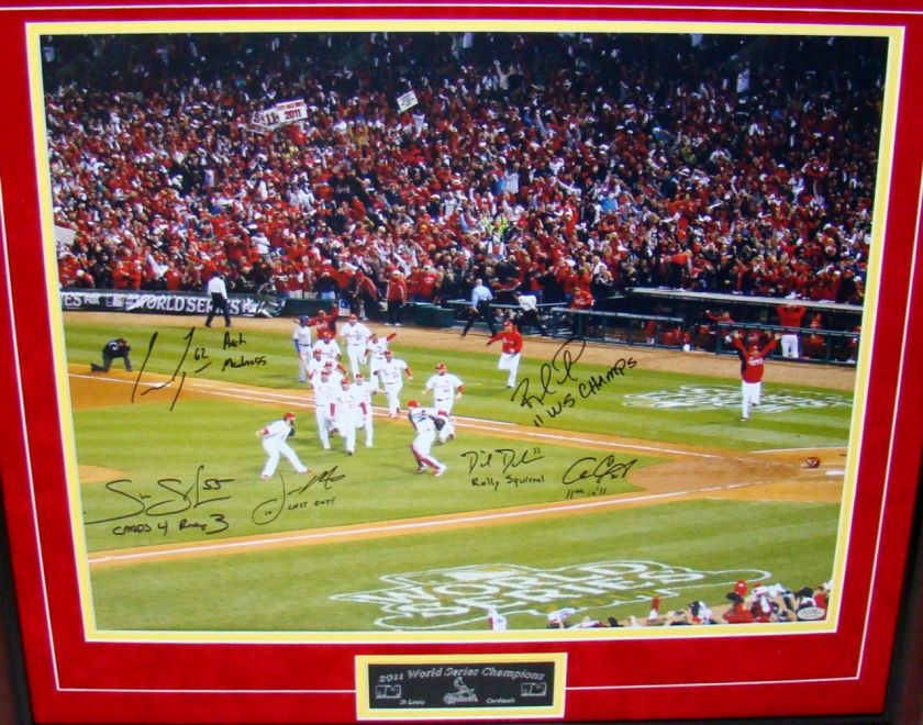 2011 W.S. Champions Cardinals Team 6 SIGNED Custom Framed 16x20  