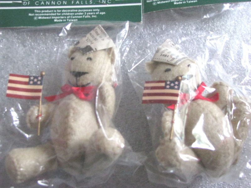 20 PATRIOTIC FELT BEAR ORNAMENTS MIDWEST IMPORTERS  