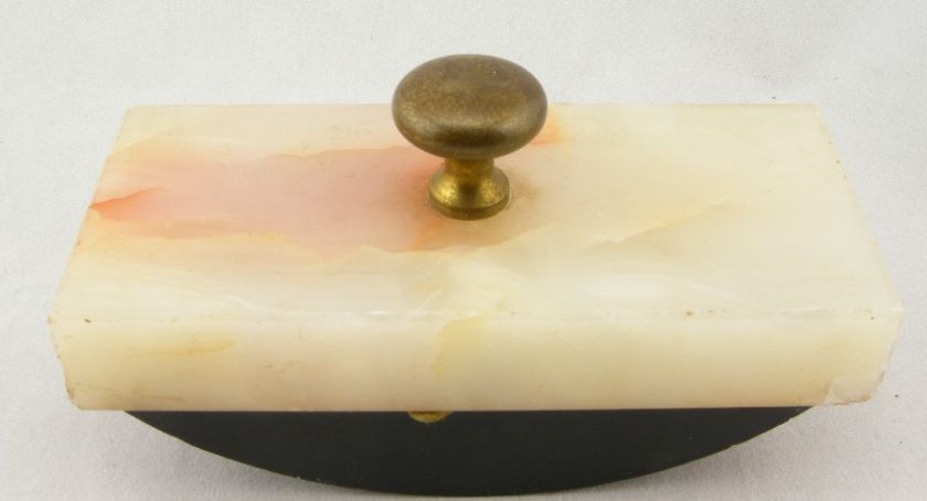 this is a nice old rocker blotter it has a solid white onyx top and 